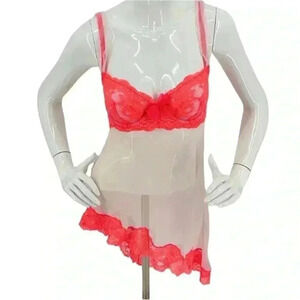 Victoria's Secret Coral Lace Chemise Slip